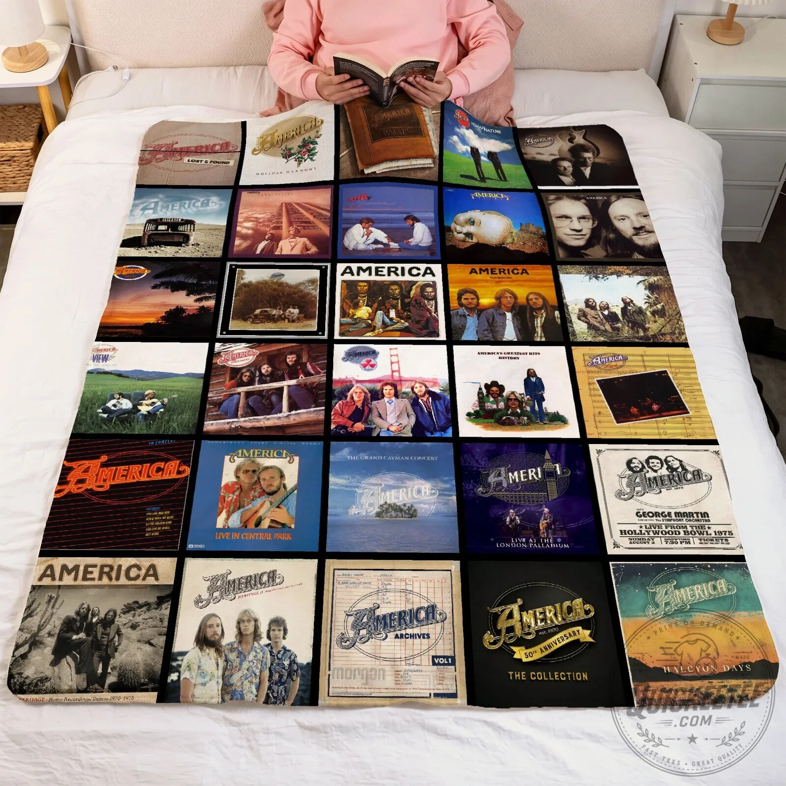 America Band Music Albums Collage Art Sherpa Fleece Blanket 10 America Band Music Albums Collage Art Sherpa Fleece Blanket