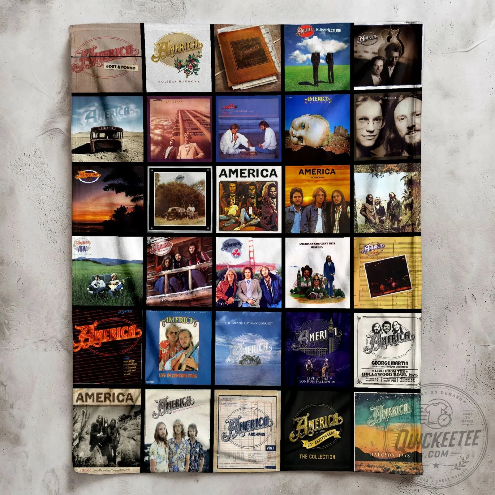 America Band Music Albums Collage Art Sherpa Fleece Blanket 12 America Band Music Albums Collage Art Sherpa Fleece Blanket
