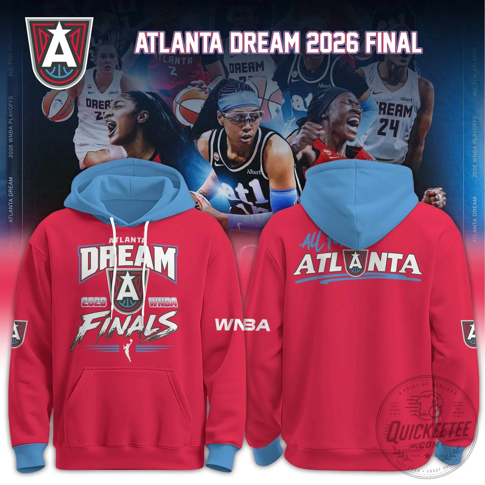Atlanta Dream 2026 WNBA Finals Red and Blue Hoodie