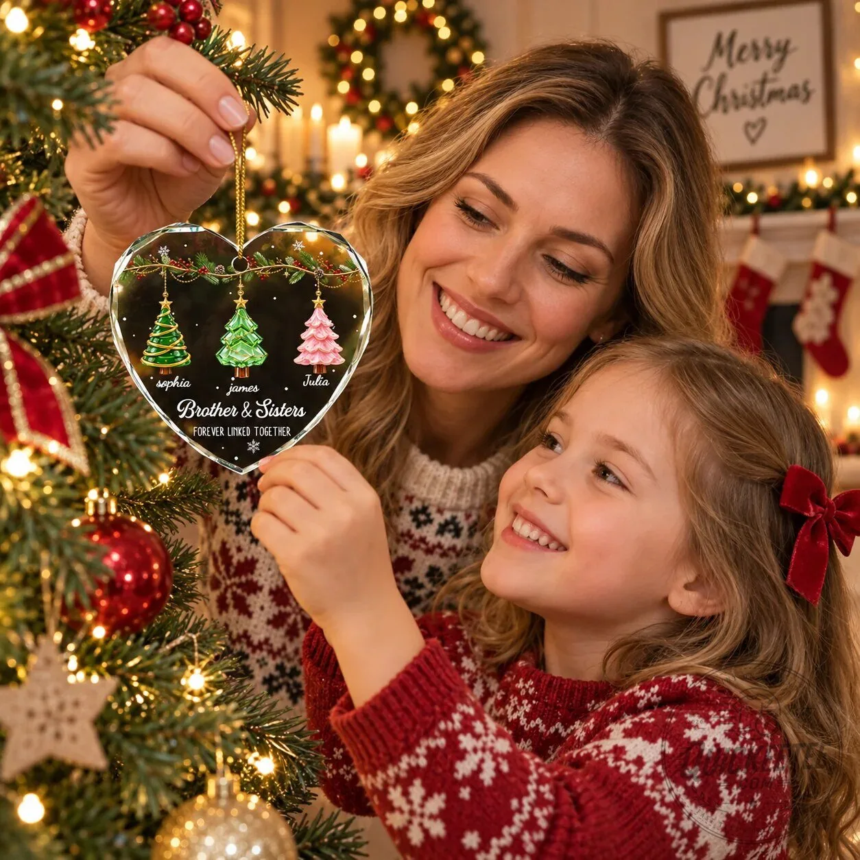 Personalized Brother and Sister Forever Linked Together Christmas Ornament 22 Personalized Brother and Sister Forever Linked Together Christmas Ornament