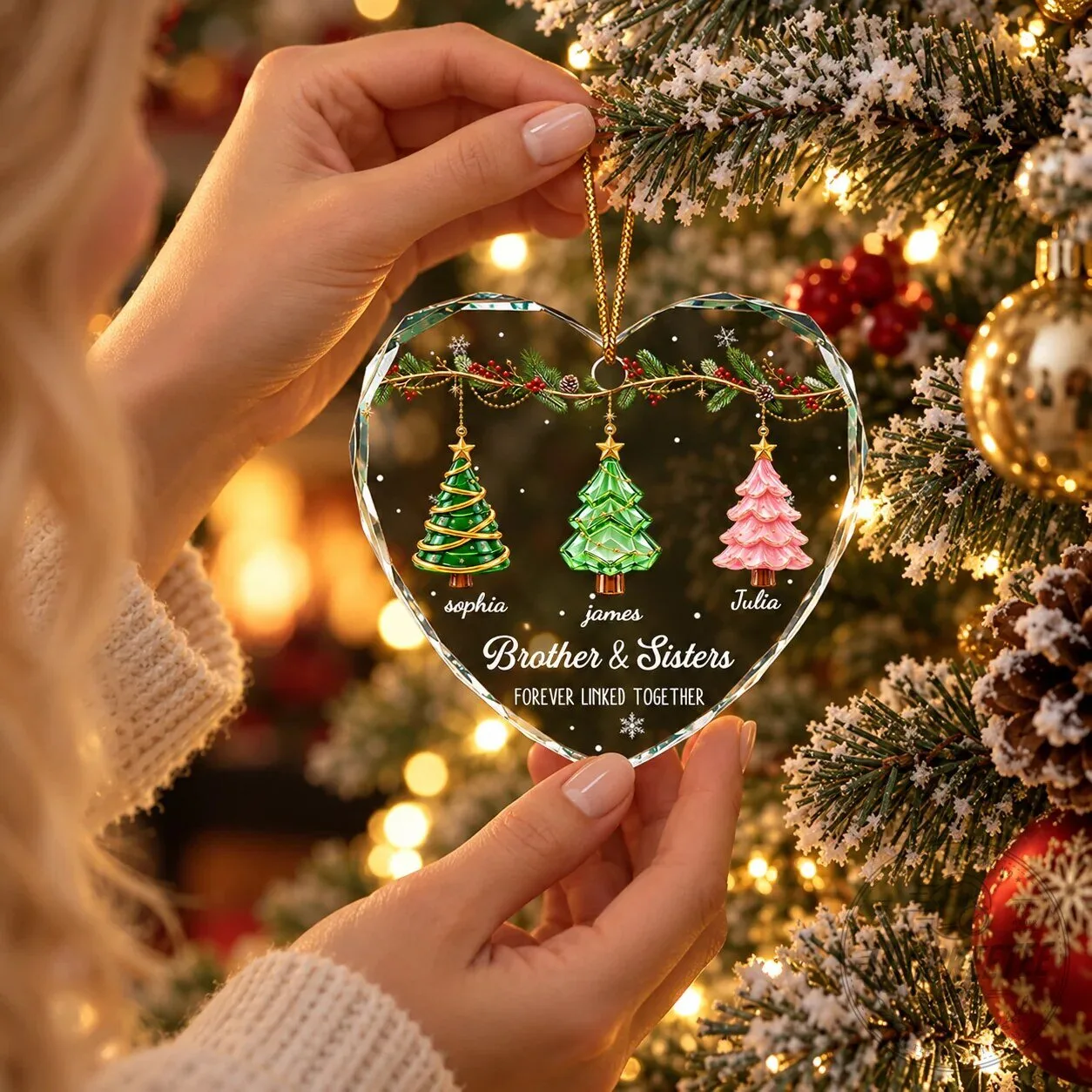 Personalized Brother and Sister Forever Linked Together Christmas Ornament 25 Personalized Brother and Sister Forever Linked Together Christmas Ornament