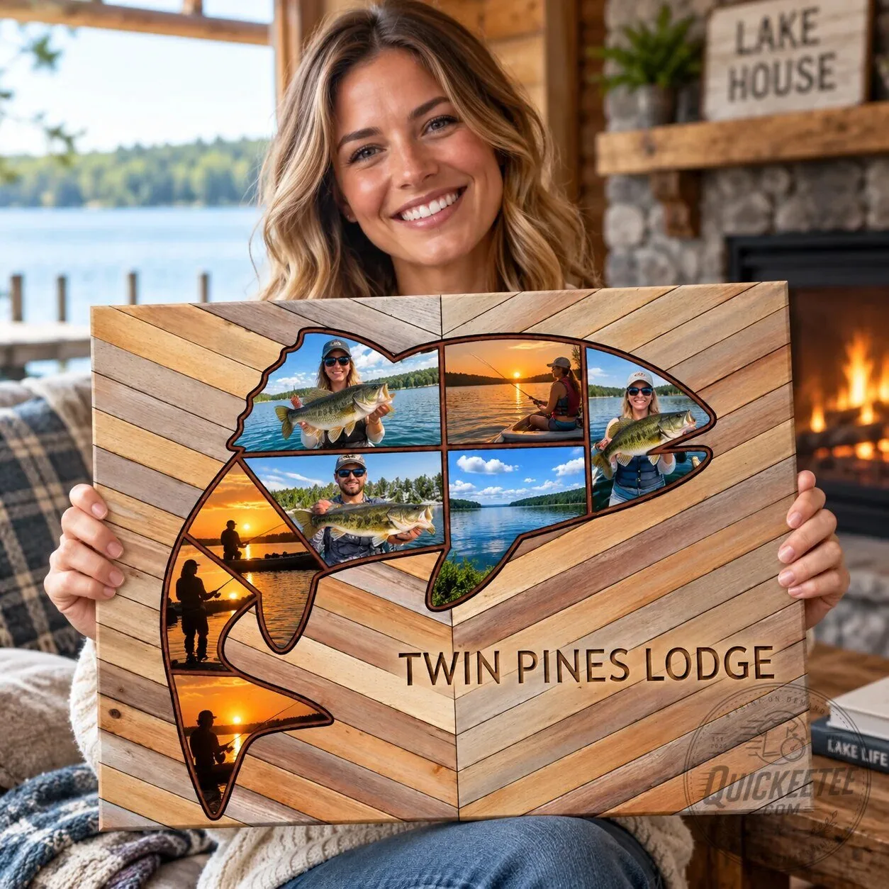 Personalized Bass Fishing Photo Collage Wall Art for Fisherman Gift 17 Personalized Bass Fishing Photo Collage Wall Art for Fisherman Gift