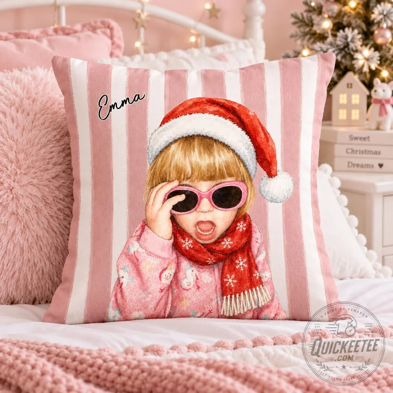 Personalized Christmas Photo Pillow Custom Watercolor Kids Holiday Gift 14 Personalized Christmas Photo Pillow Custom Watercolor Kids Holiday Gift