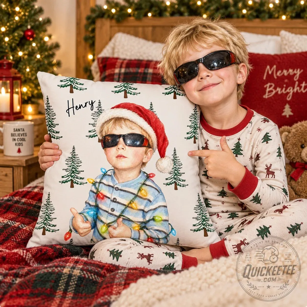 Personalized Christmas Photo Pillow Custom Watercolor Kids Holiday Gift 15 Personalized Christmas Photo Pillow Custom Watercolor Kids Holiday Gift