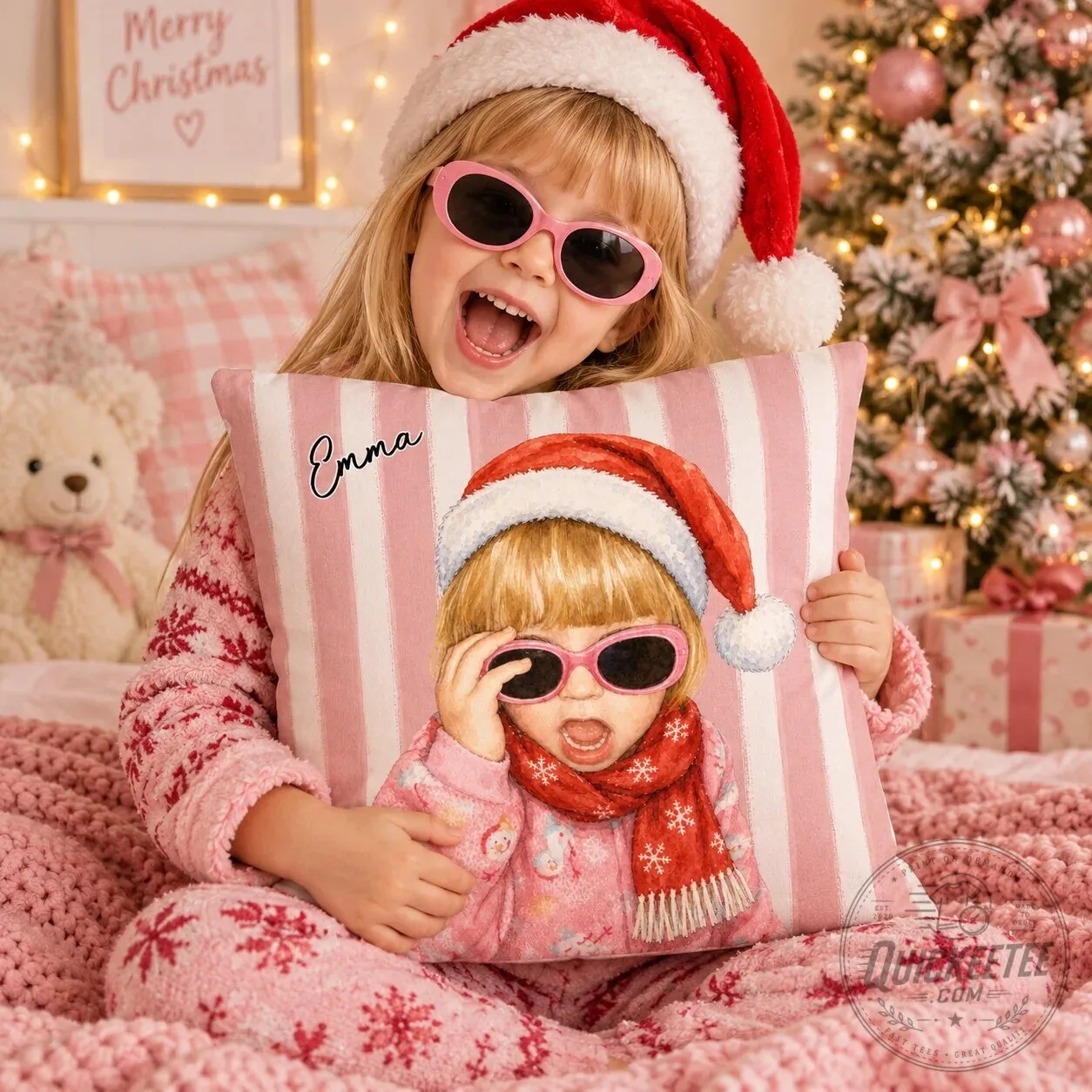 Personalized Christmas Photo Pillow Custom Watercolor Kids Holiday Gift 17 Personalized Christmas Photo Pillow Custom Watercolor Kids Holiday Gift