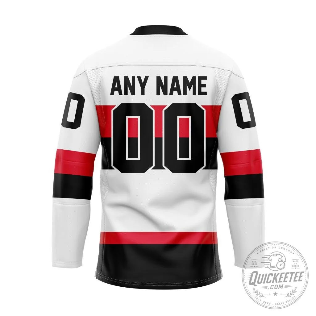 Belleville Senators Personalized White and Red Stripe Hockey Jersey 5 Belleville Senators Personalized White and Red Stripe Hockey Jersey