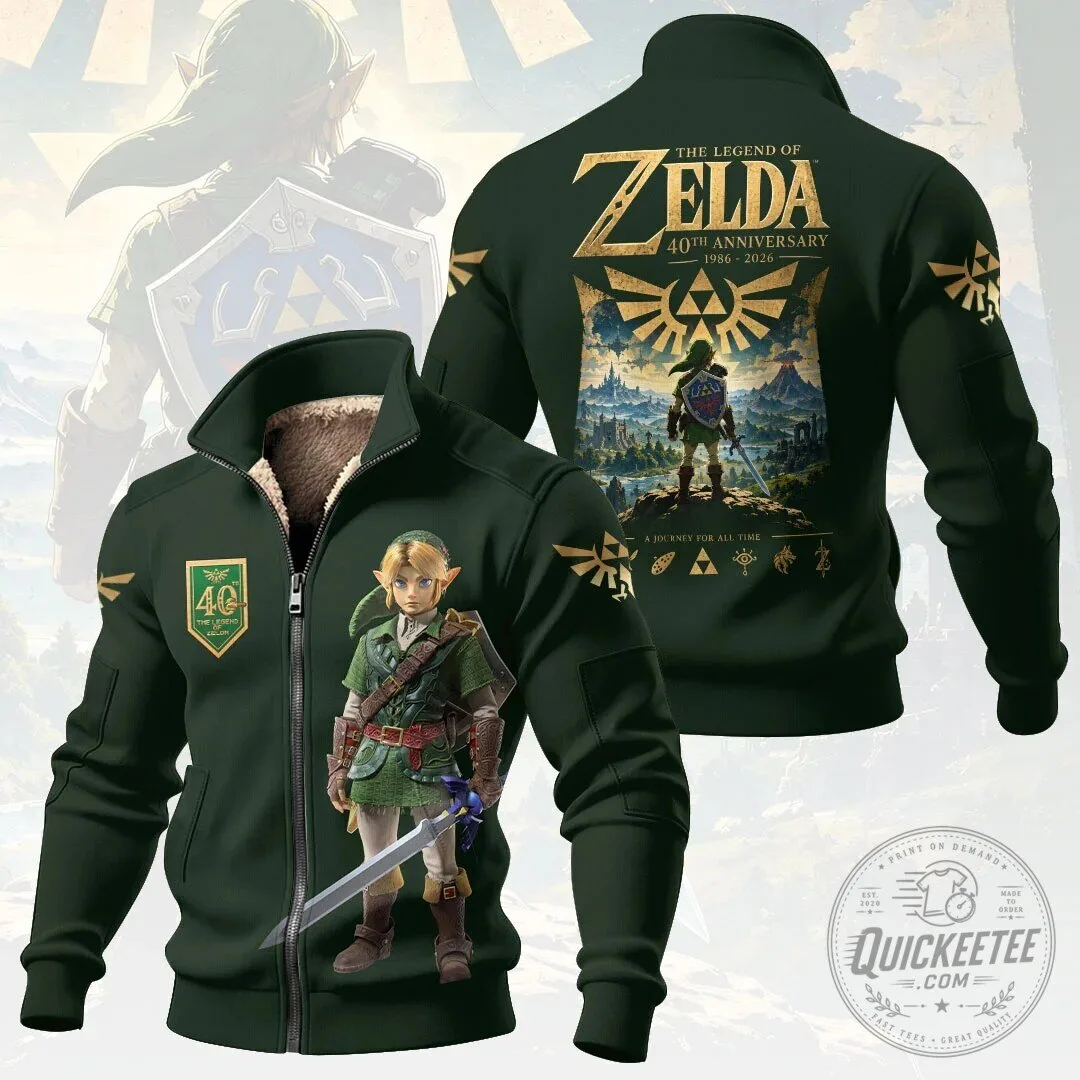 The Legend of Zelda 40th Anniversary Link Fleece Jacket 1 The Legend of Zelda 40th Anniversary Link Fleece Jacket
