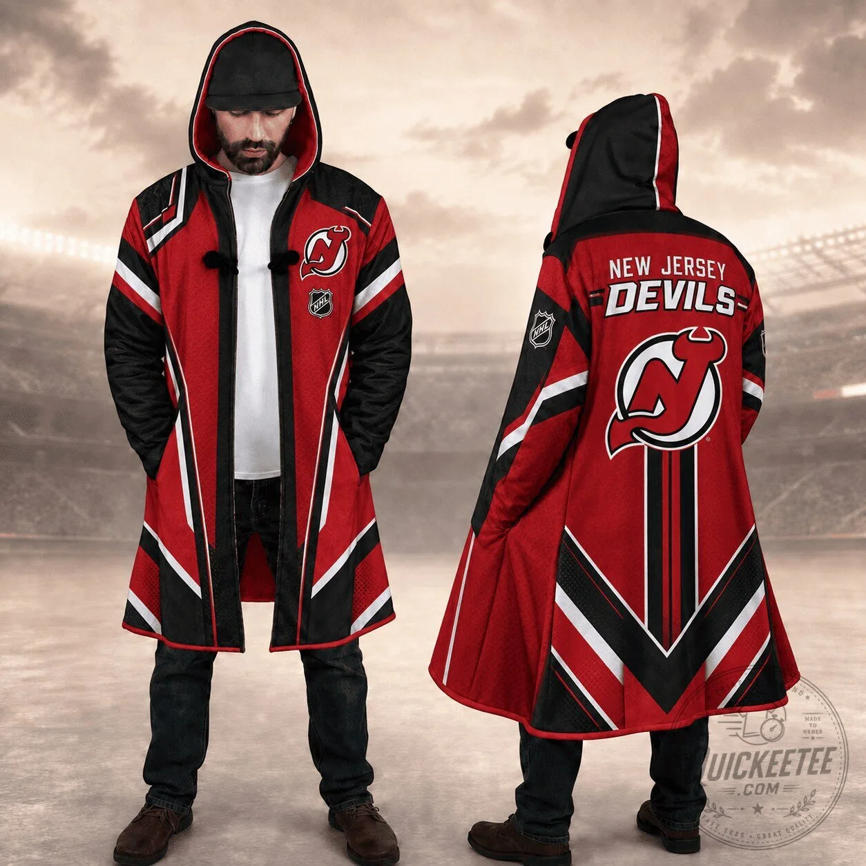New Jersey Devils Hockey Team Fanwear Long Cloak Jacket