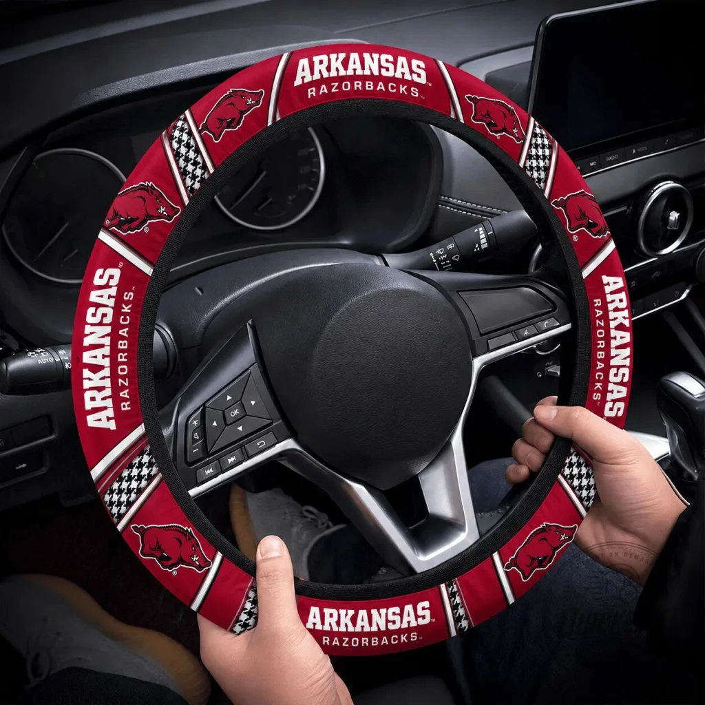 Arkansas Razorbacks Houndstooth Pattern Steering Wheel Cover Arkansas Razorbacks Houndstooth Pattern Steering Wheel Cover