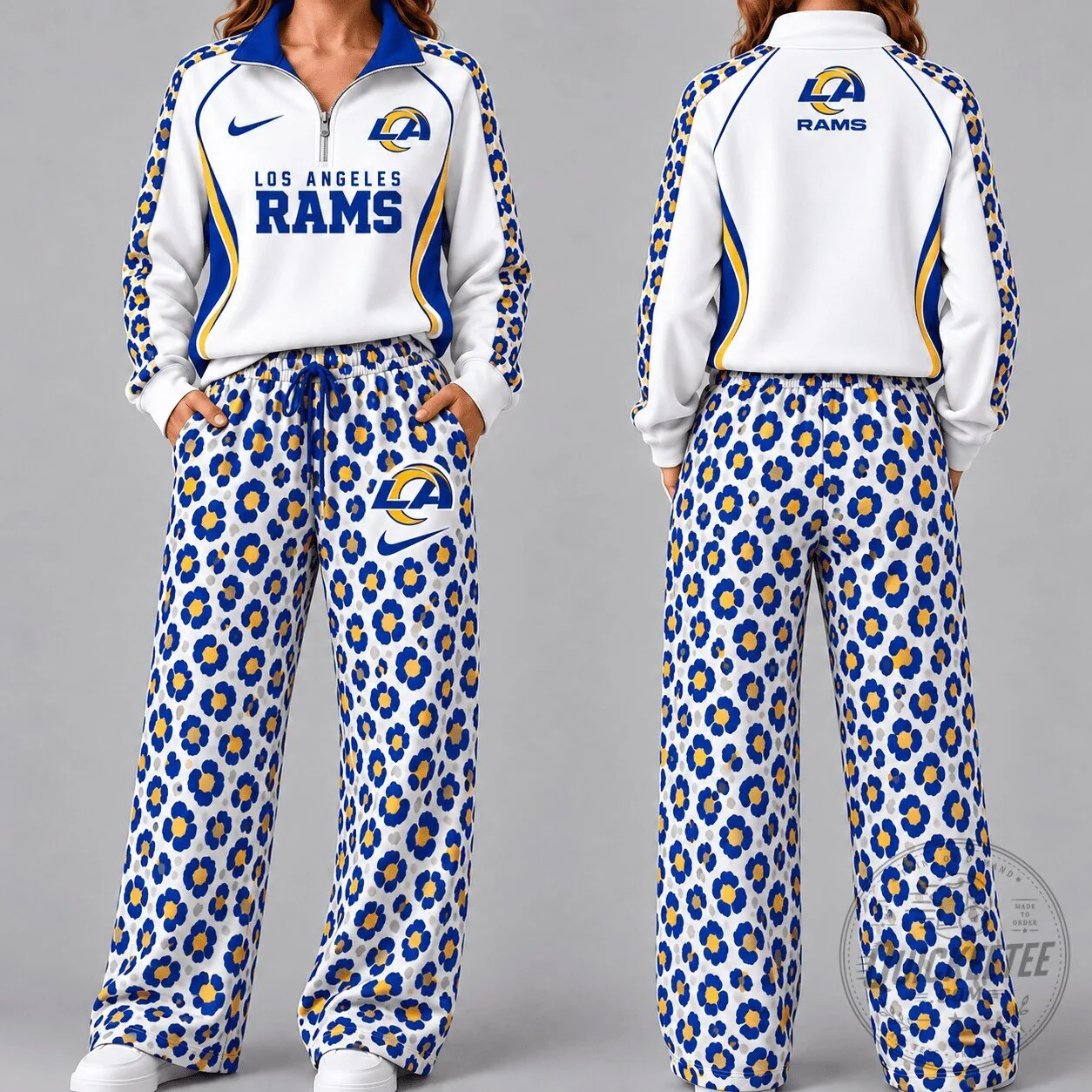 Los Angeles Rams Women's Premium NFL Game Day Wild Motion Tracksuit Hoodie 2 Los Angeles Rams Women's Premium NFL Game Day Wild Motion Tracksuit Hoodie