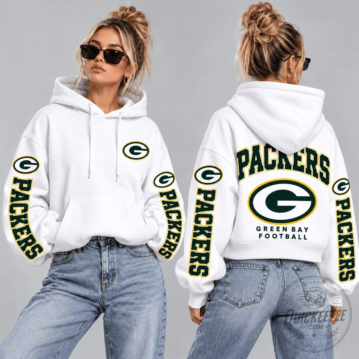 Green Bay Packers NFL Football Team Logo White Oversized Hoodie 1 Green Bay Packers NFL Football Team Logo White Oversized Hoodie