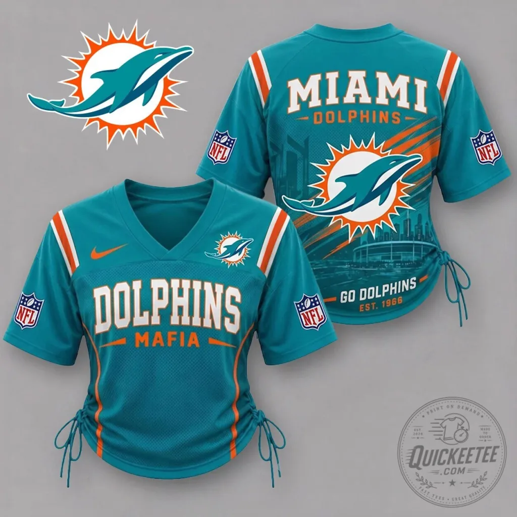 Women's Lace-Up Football Jersey Shirt for Miami Dolphins Game Day Women's Lace-Up Football Jersey Shirt for Miami Dolphins Game Day