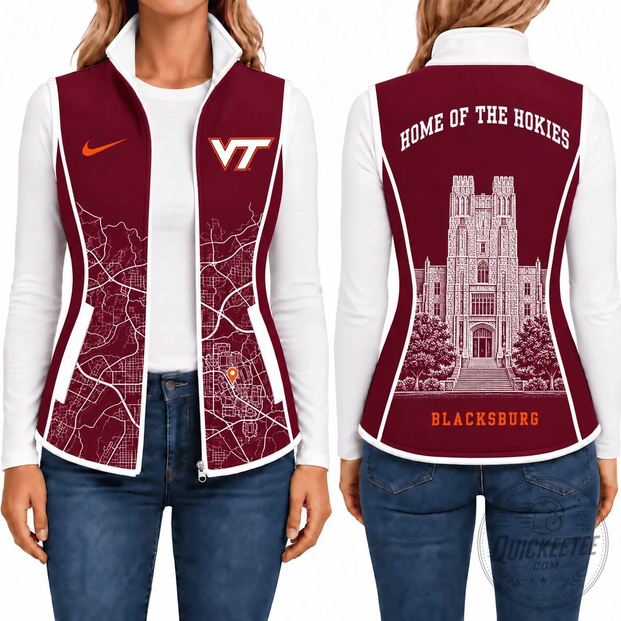 Virginia Tech Hokies Women's Full-Zip Fleece Vest 2 Virginia Tech Hokies Women's Full-Zip Fleece Vest