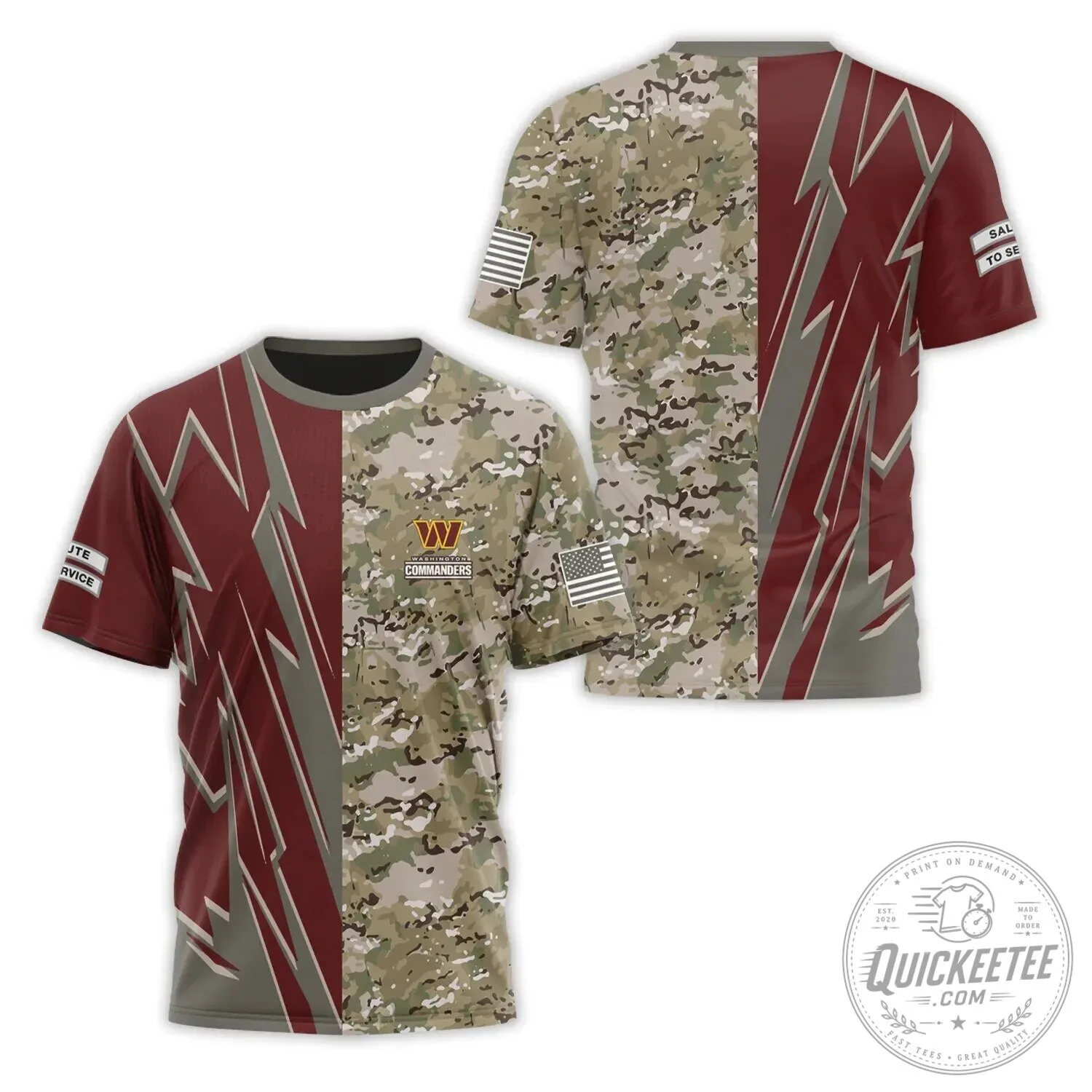 Washington Commanders Salute To Service Camouflage American Football T-Shirt 1 Washington Commanders Salute To Service Camouflage American Football T-Shirt