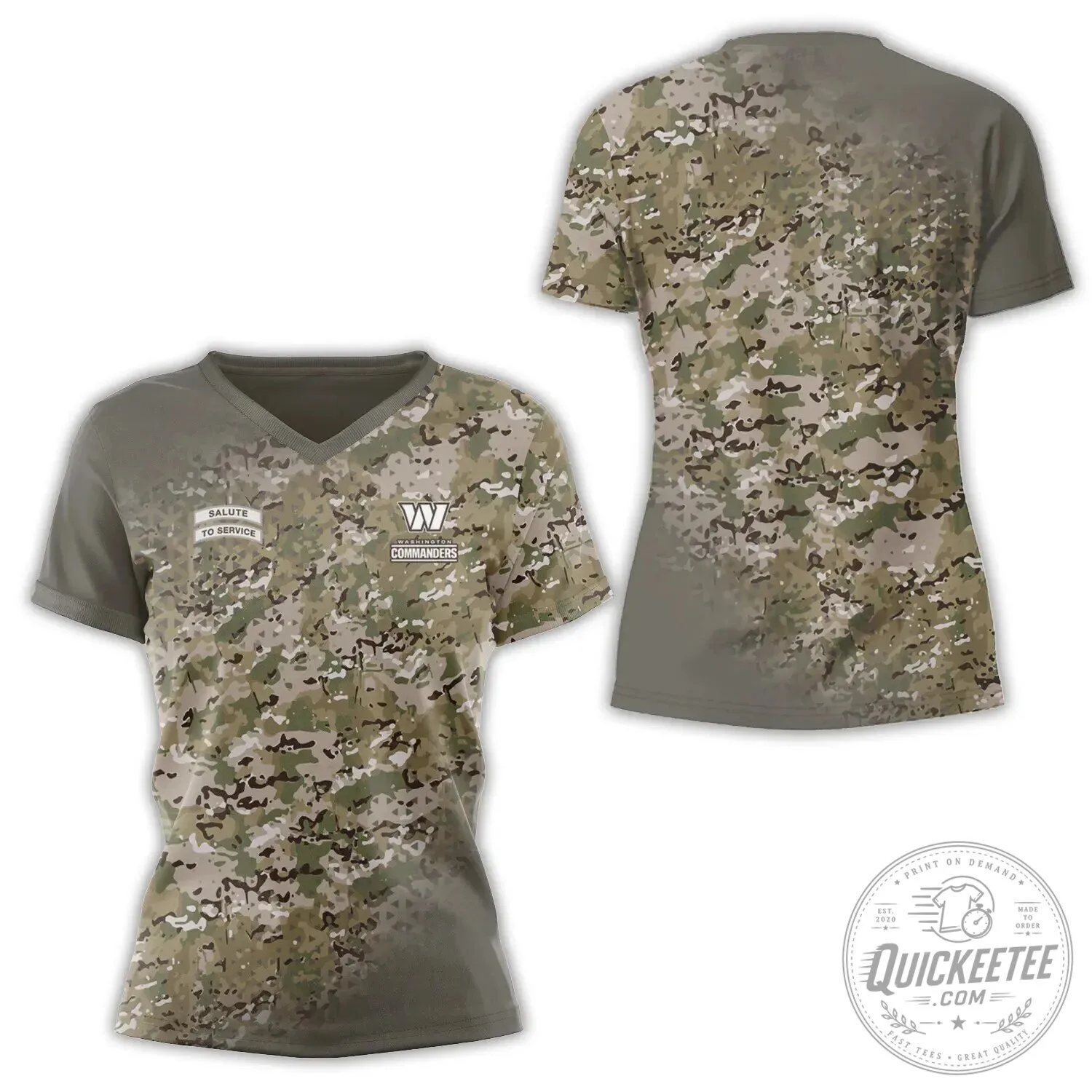 Salute To Service Camouflage V-Neck T-Shirt for Washington Commanders 1 Salute To Service Camouflage V-Neck T-Shirt for Washington Commanders