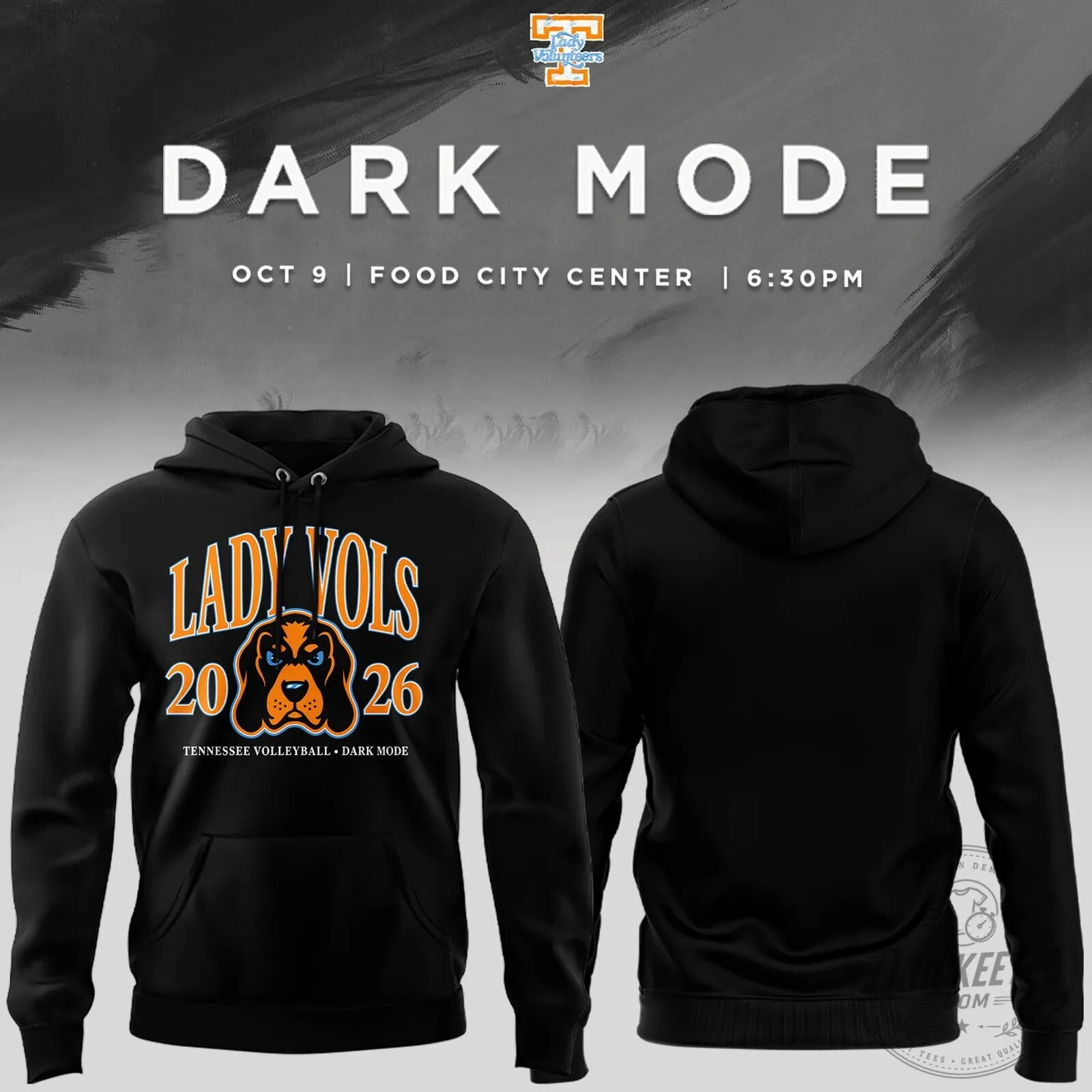 Tennessee Lady Volunteers Volleyball Dark Mode Hoodie