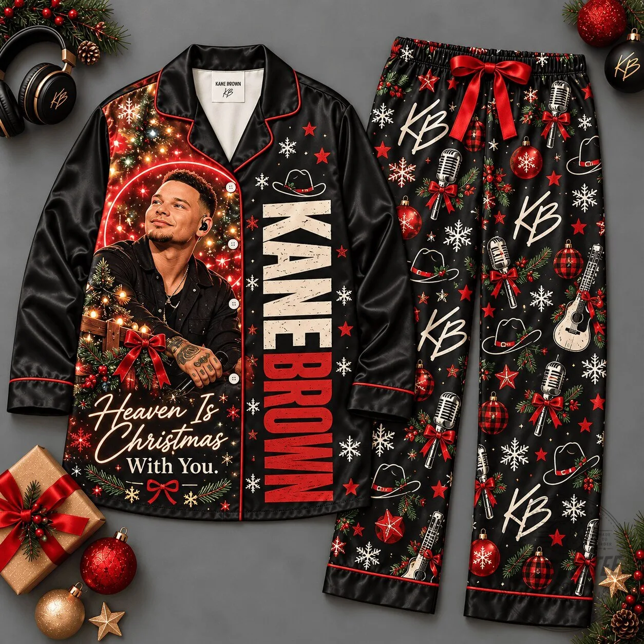 Kane Brown Heaven Is Christmas With You Holiday Pajamas Set