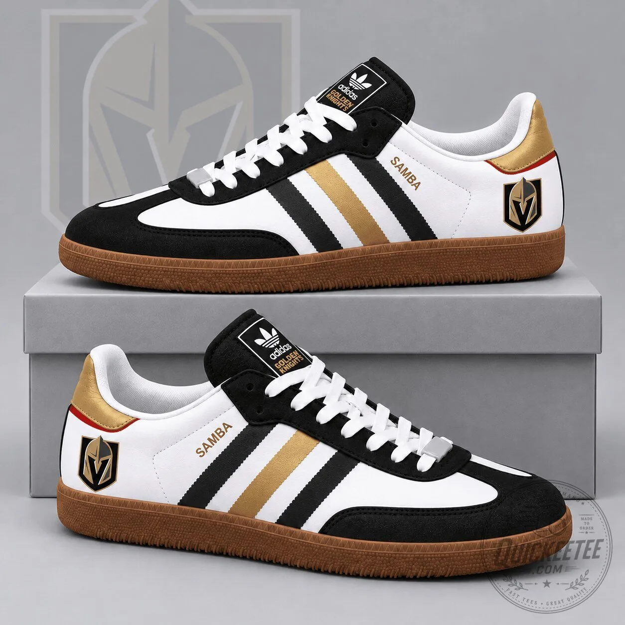 Vegas Golden Knights NHL Hockey Team Black and Gold Samba Style Sneakers Shoes 7 Vegas Golden Knights NHL Hockey Team Black and Gold Samba Style Sneakers Shoes