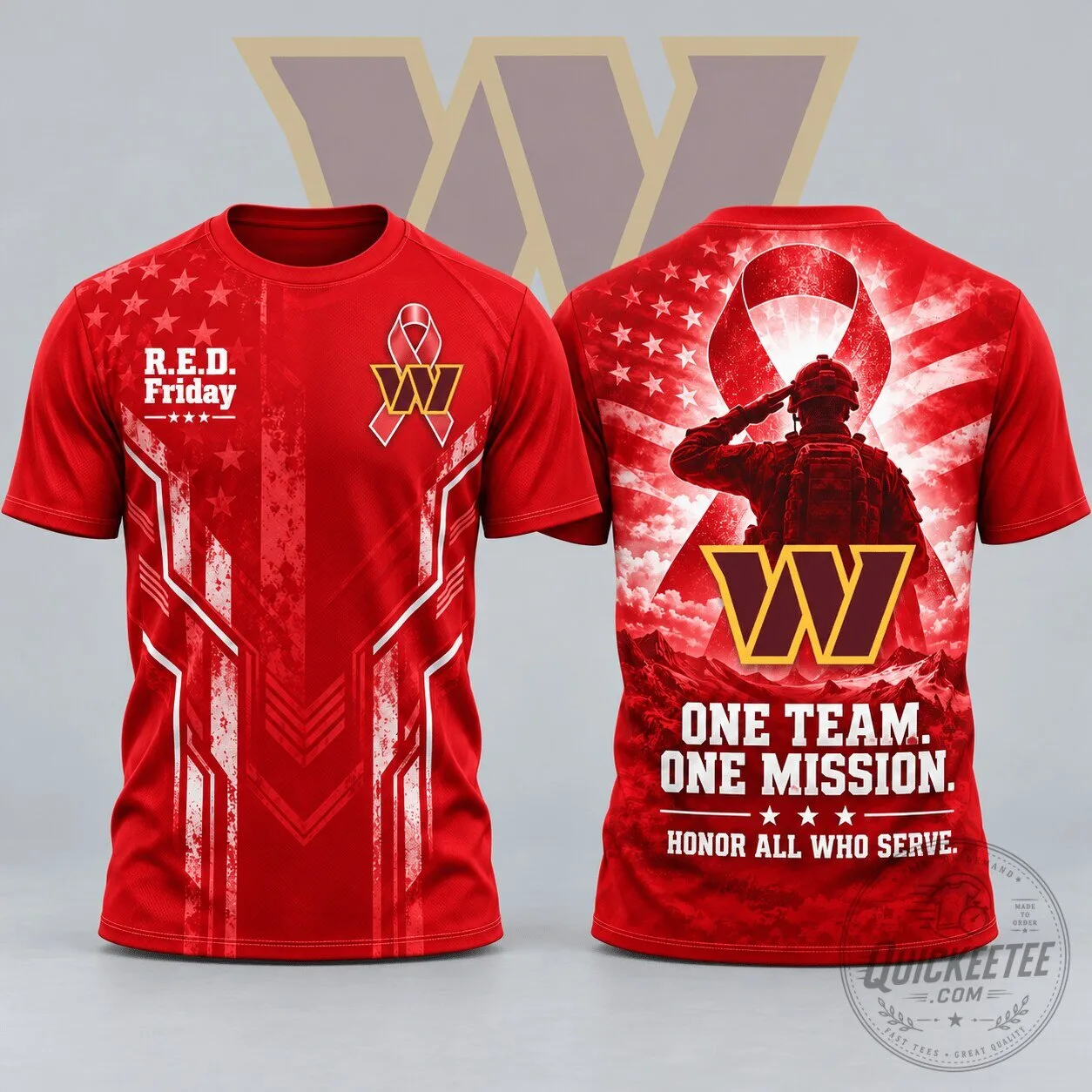 Washington Commanders R.E.D. Friday Patriotic Soldier Tribute All Over Print T-Shirt 2 Washington Commanders R.E.D. Friday Patriotic Soldier Tribute All Over Print T-Shirt