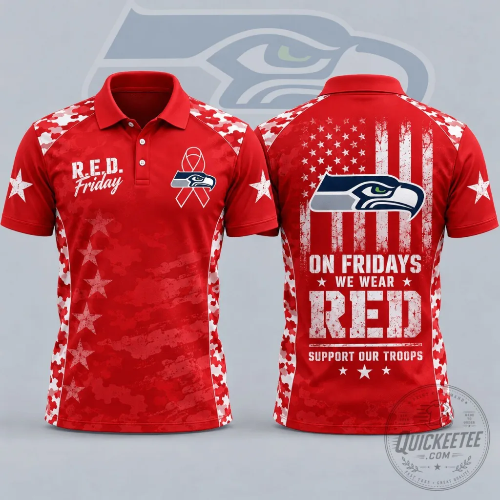 Seattle Seahawks R.E.D. Friday Patriotic Military Camouflage American Flag Polo Shirt Seattle Seahawks R.E.D. Friday Patriotic Military Camouflage American Flag Polo Shirt