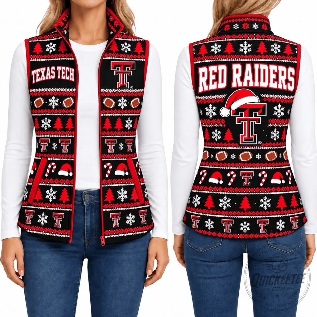 Texas Tech Red Raiders Ugly Christmas Sweater Vest Fleece Jacket Texas Tech Red Raiders Ugly Christmas Sweater Vest Fleece Jacket