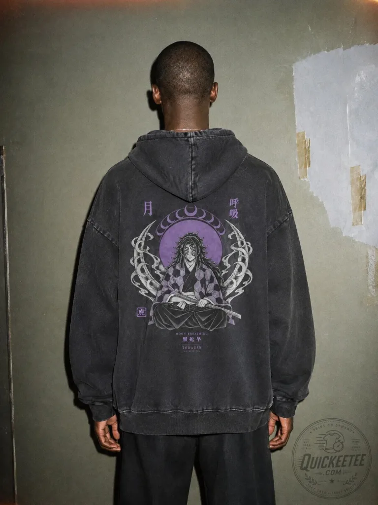 Demon Slayer Kokushibo Moon Breathing Anime Graphic Black Washed Hoodie 27 Demon Slayer Kokushibo Moon Breathing Anime Graphic Black Washed Hoodie