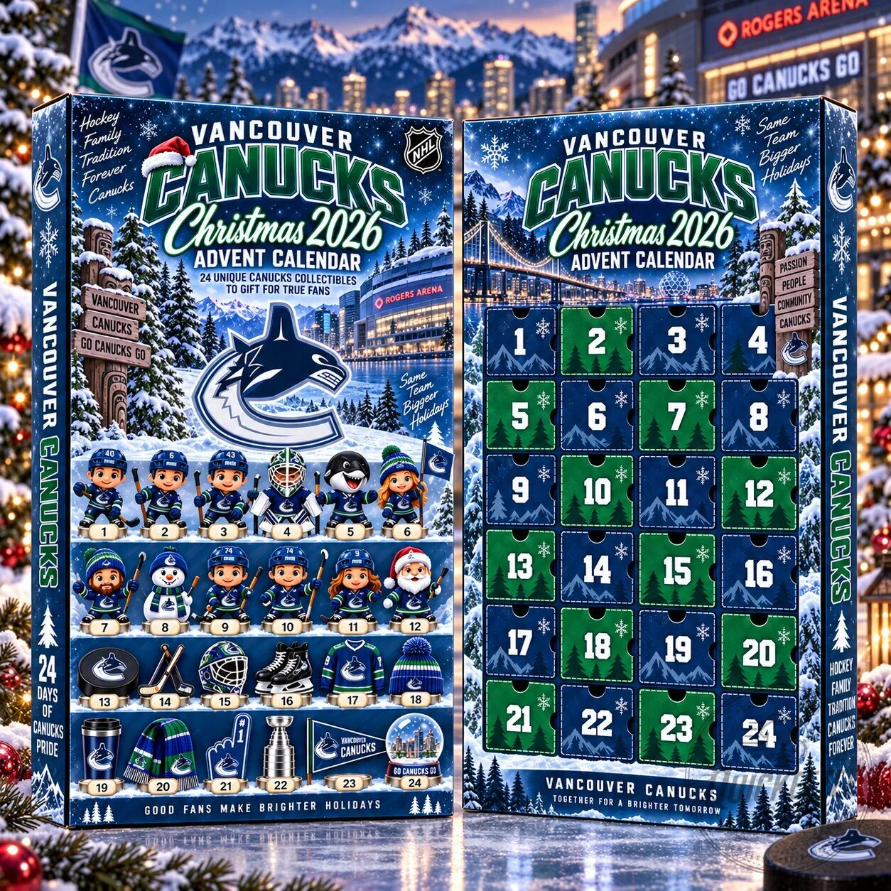 Vancouver Canucks NHL Christmas 2026 Advent Calendar Box for Hockey Fans