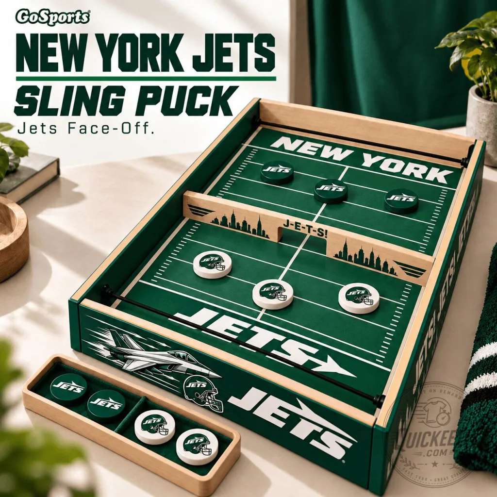 New York Jets Sling Puck Game Set - Fast-Paced Tabletop Board Game New York Jets Sling Puck Game Set - Fast-Paced Tabletop Board Game