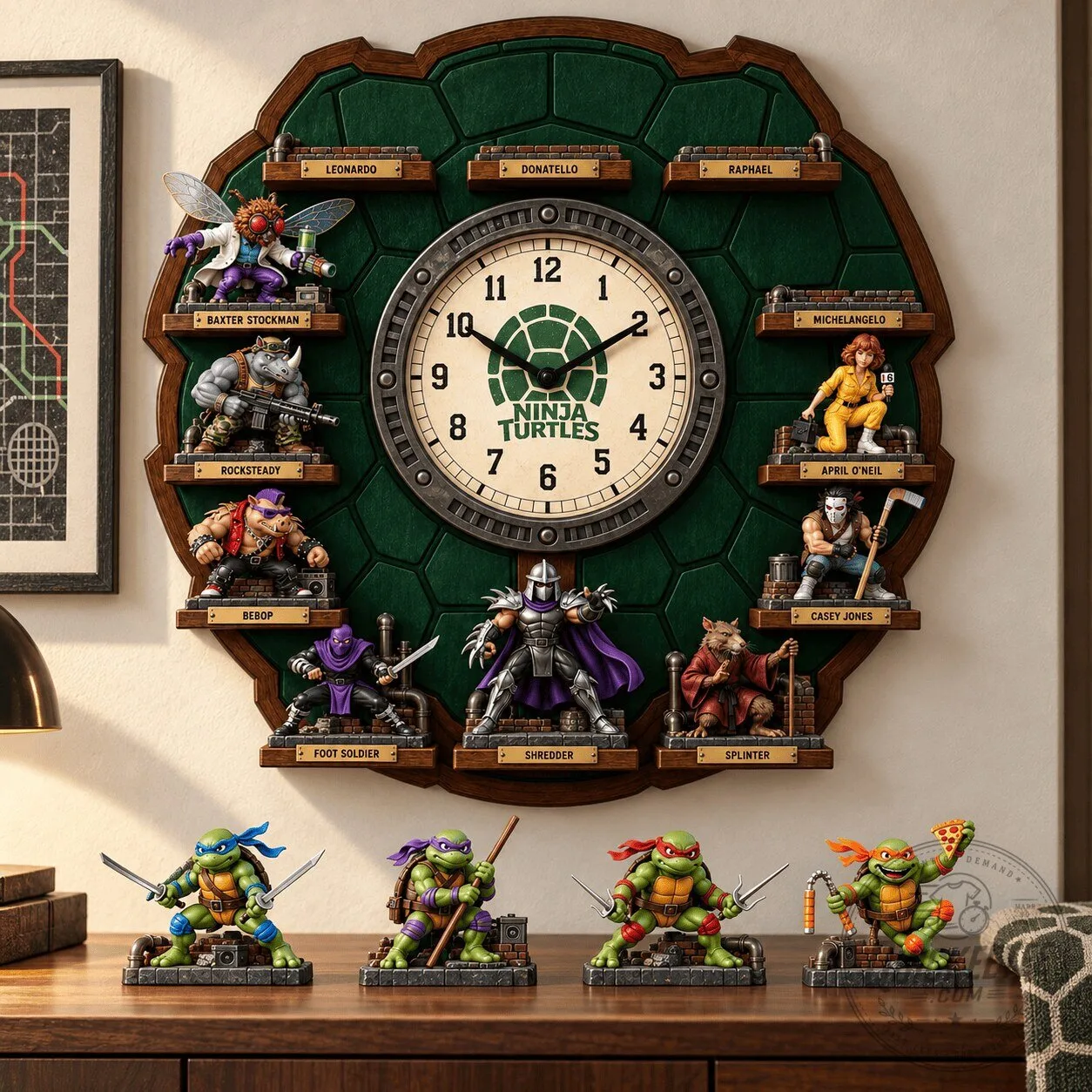 Teenage Mutant Ninja Turtles Character Wall Clock with Figurines