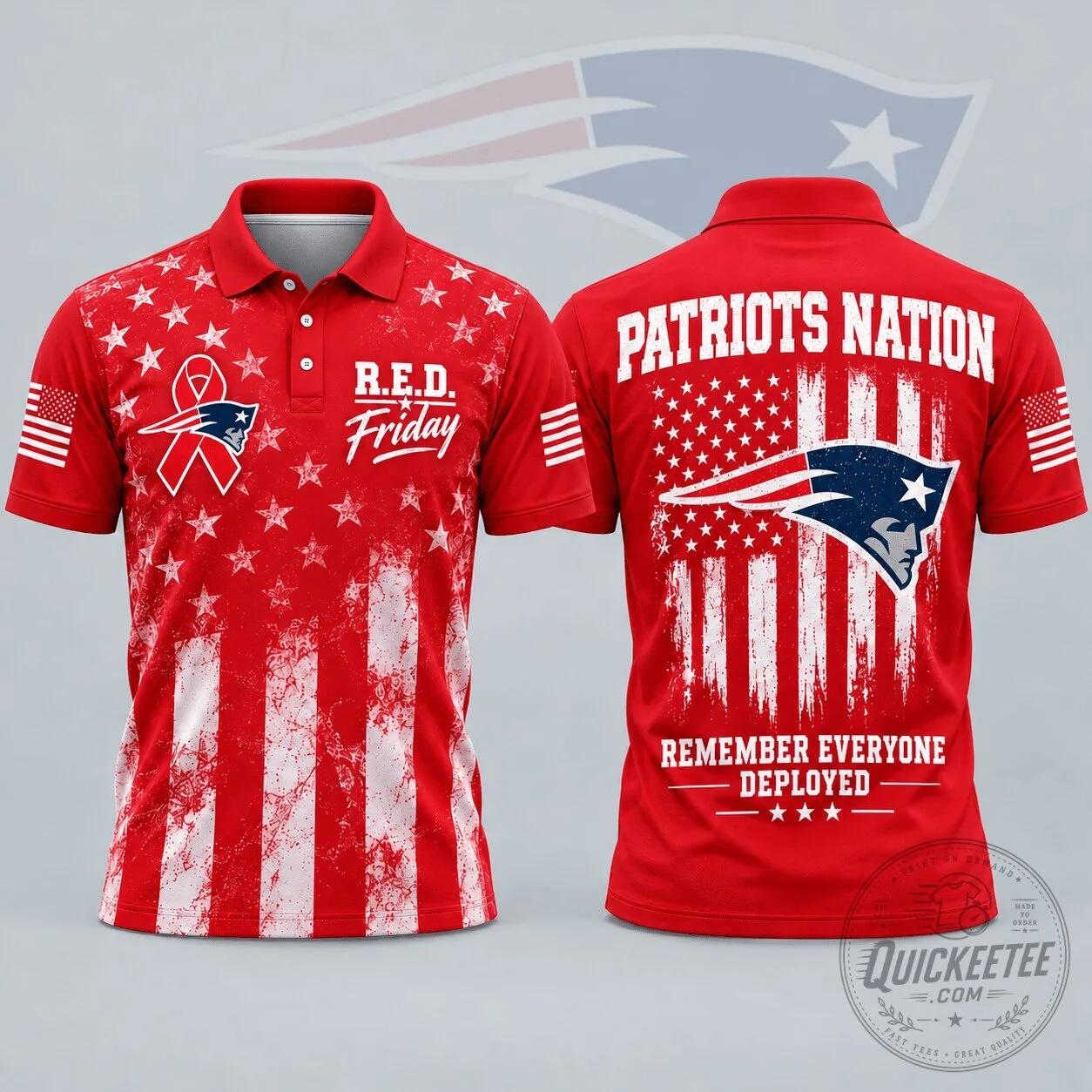 New England Patriots Remember Everyone Deployed R.E.D. Friday Polo Shirt 2 New England Patriots Remember Everyone Deployed R.E.D. Friday Polo Shirt