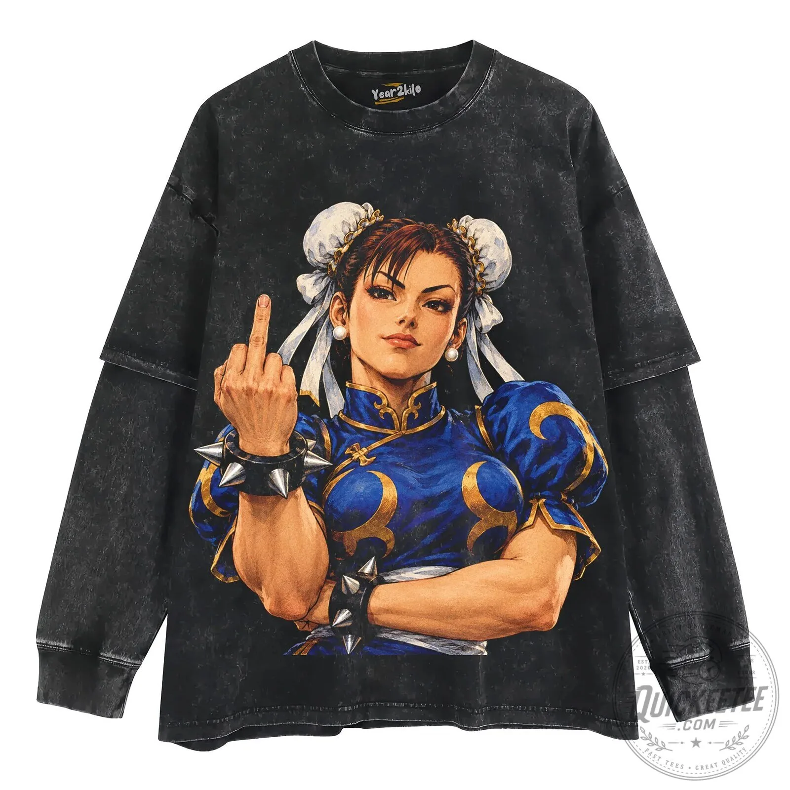 Chun-Li Middle Finger Street Fighter Video Game T-Shirt 12 Chun-Li Middle Finger Street Fighter Video Game T-Shirt