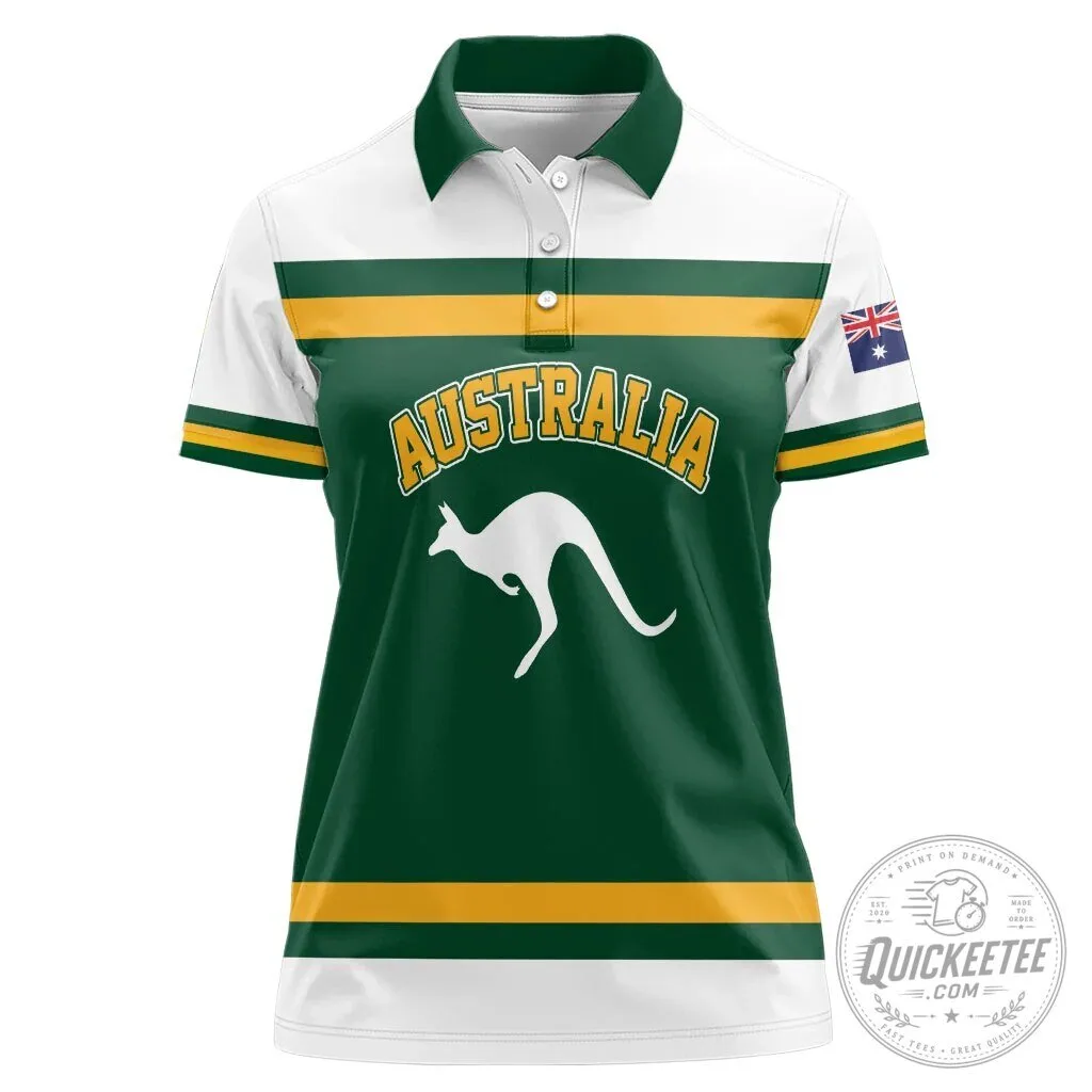 Australia National Team Kangaroo Emblem Women's Polo Shirt 1 Australia National Team Kangaroo Emblem Women's Polo Shirt
