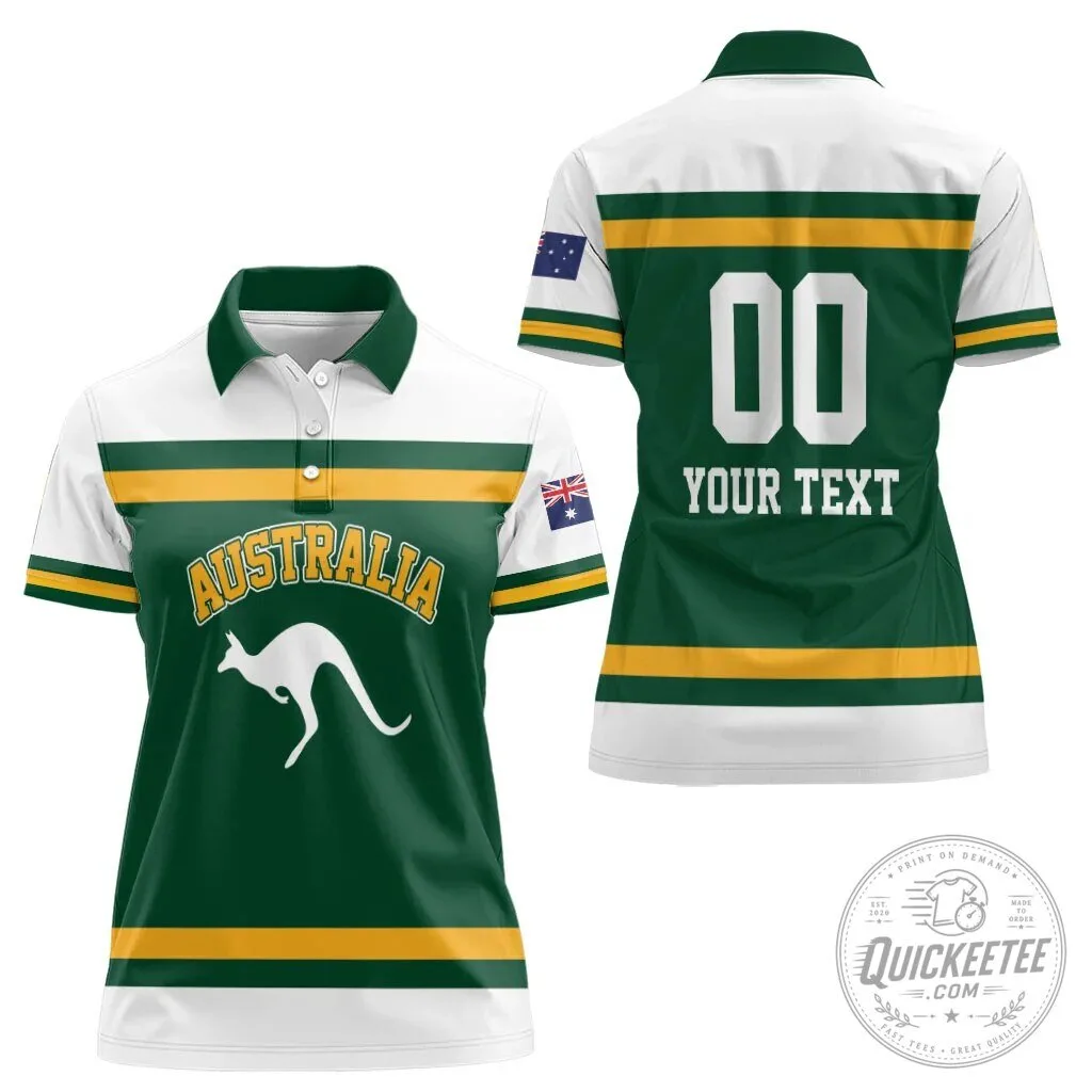 Australia National Team Kangaroo Emblem Women's Polo Shirt 9 Australia National Team Kangaroo Emblem Women