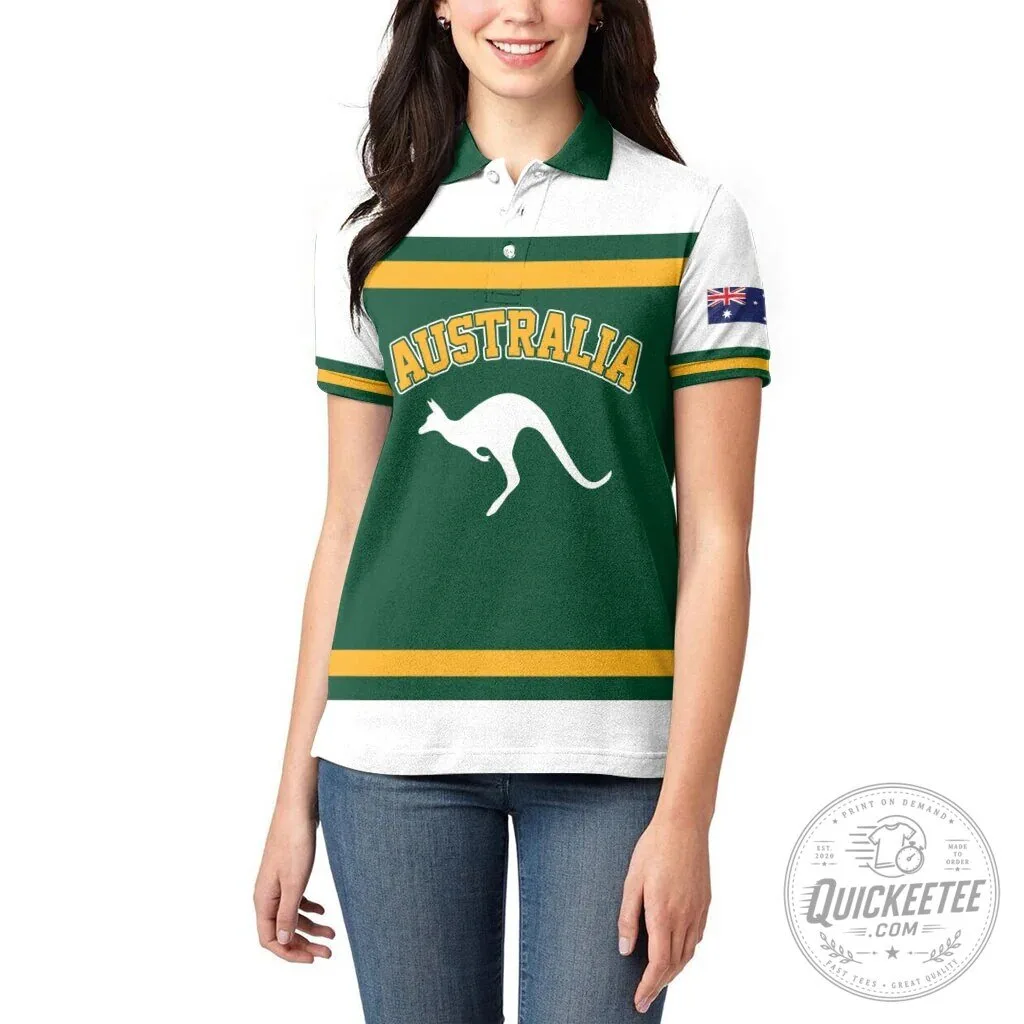 Australia National Team Kangaroo Emblem Women's Polo Shirt 10 Australia National Team Kangaroo Emblem Women