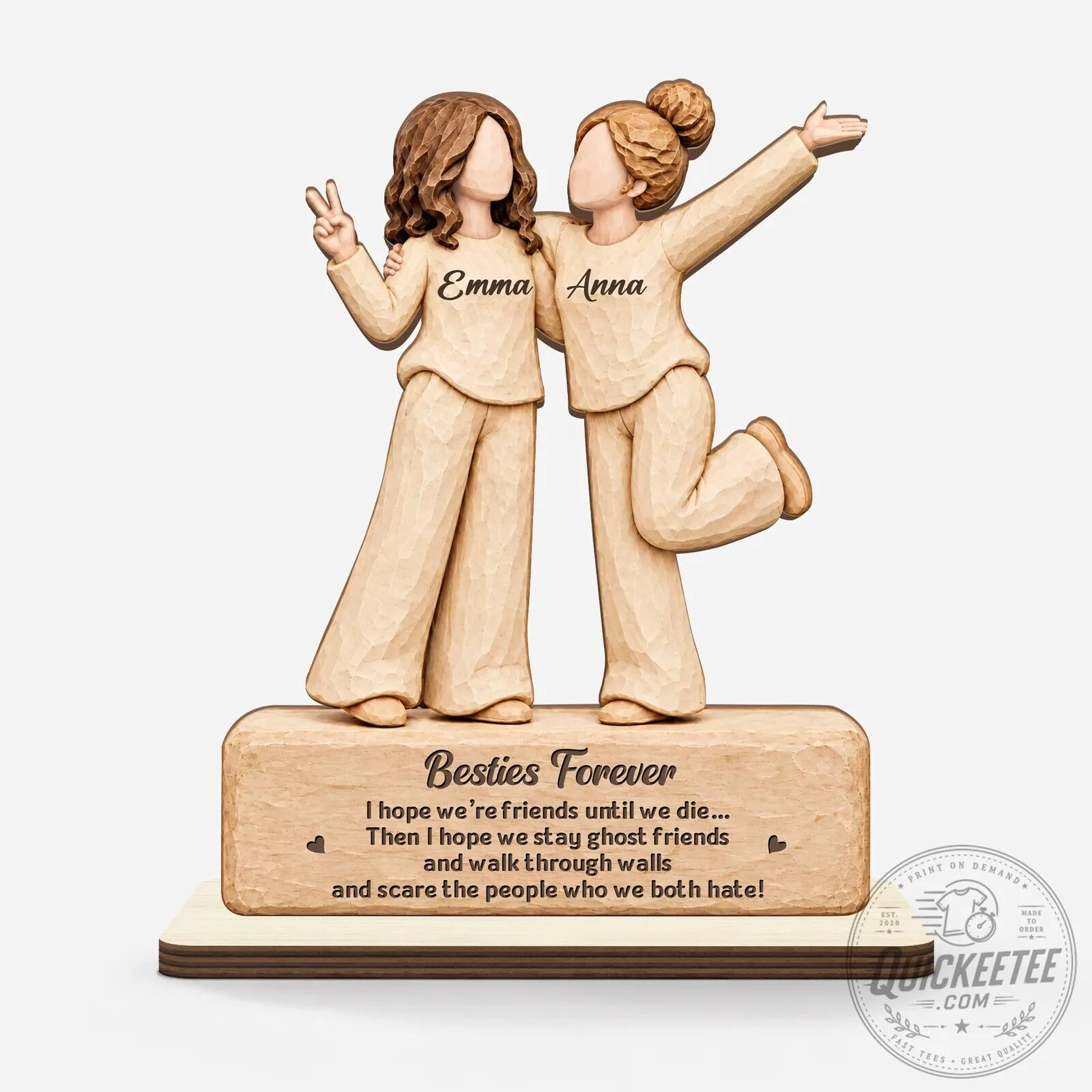 Best Friends Forever Personalized Wooden Plaque with Stand for Besties Gift 8 Best Friends Forever Personalized Wooden Plaque with Stand for Besties Gift