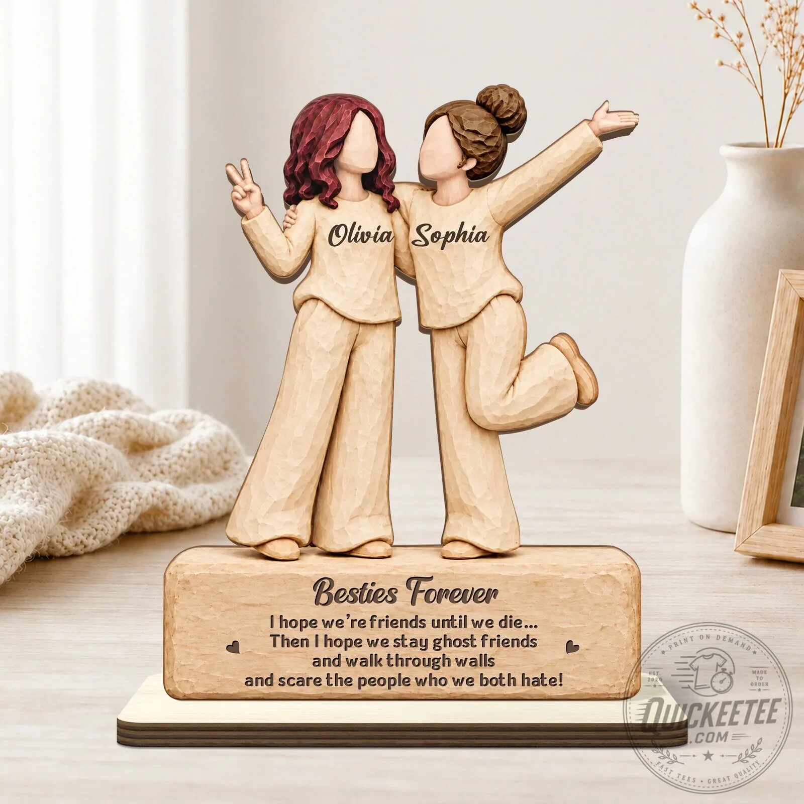 Best Friends Forever Personalized Wooden Plaque with Stand for Besties Gift 9 Best Friends Forever Personalized Wooden Plaque with Stand for Besties Gift