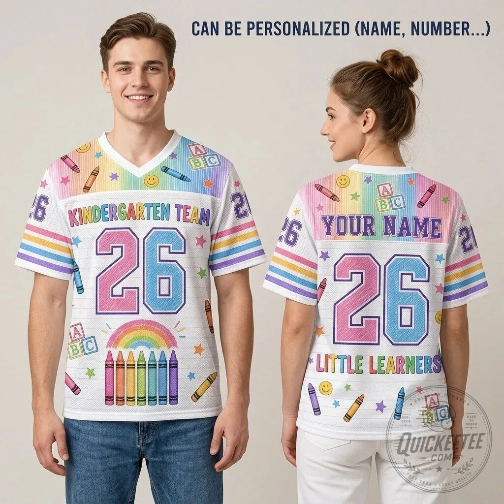Personalized Kindergarten Team Little Learners Back to School Football Jersey