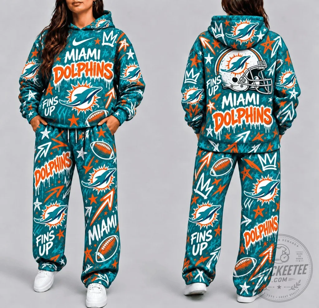 Miami Dolphins NFL Graffiti Art Style Hoodie Miami Dolphins NFL Graffiti Art Style Hoodie