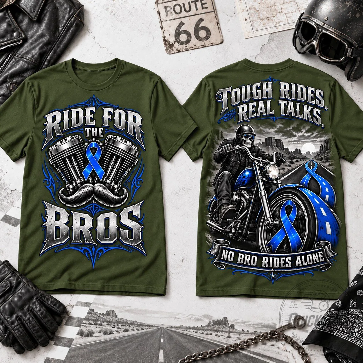 Ride For The Bros Motorcycle Men's Health Awareness T-Shirt