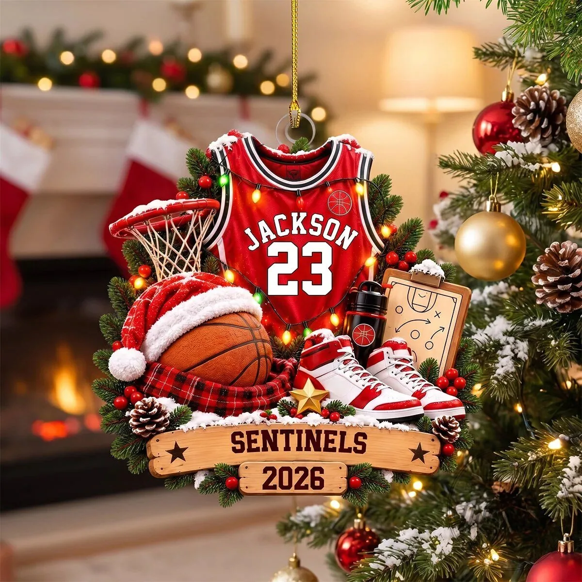 Personalized Basketball Jersey Christmas Ornament with Custom Name and Number 2 Personalized Basketball Jersey Christmas Ornament with Custom Name and Number