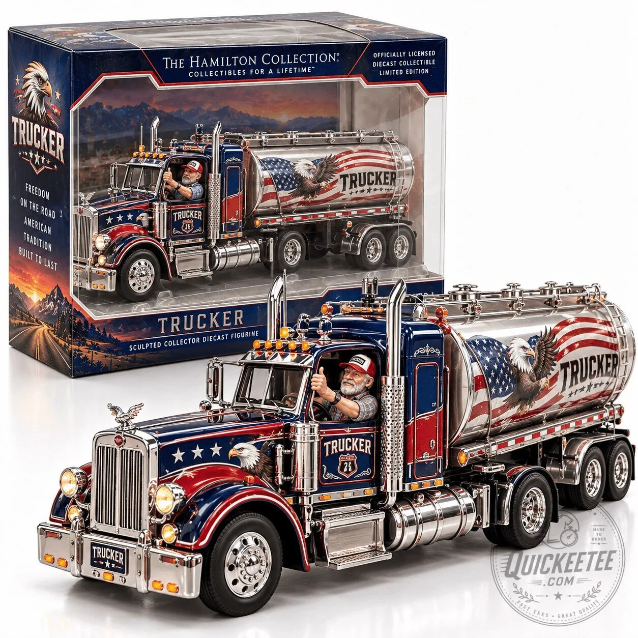 American Trucker Freedom On The Road Diecast Tanker Truck Figurine