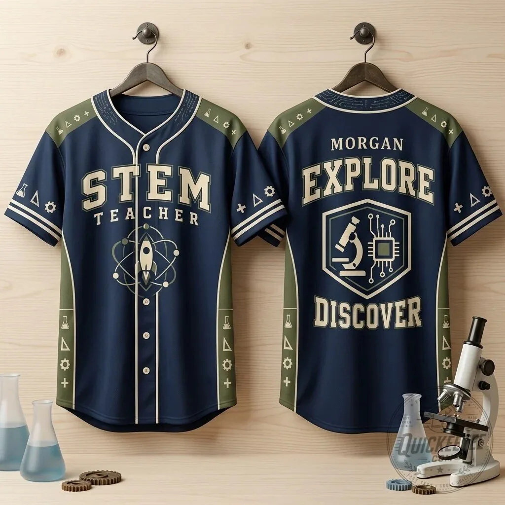 Personalized STEM Teacher Explore Discover Science Educator Baseball Jersey 13 Personalized STEM Teacher Explore Discover Science Educator Baseball Jersey