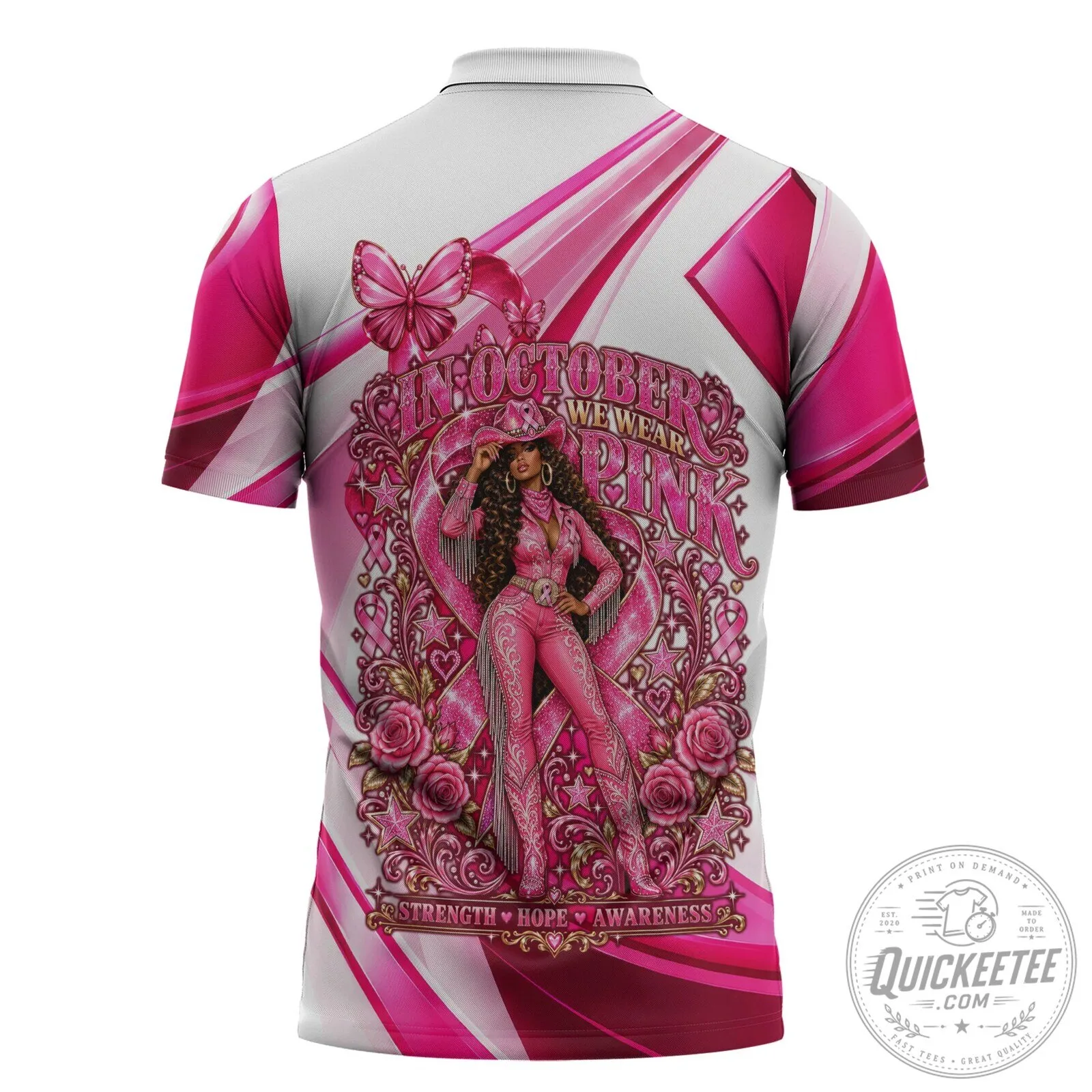 Western Wear Cowgirl Breast Cancer Awareness Pink Ribbon Polo Shirt 7 Western Wear Cowgirl Breast Cancer Awareness Pink Ribbon Polo Shirt