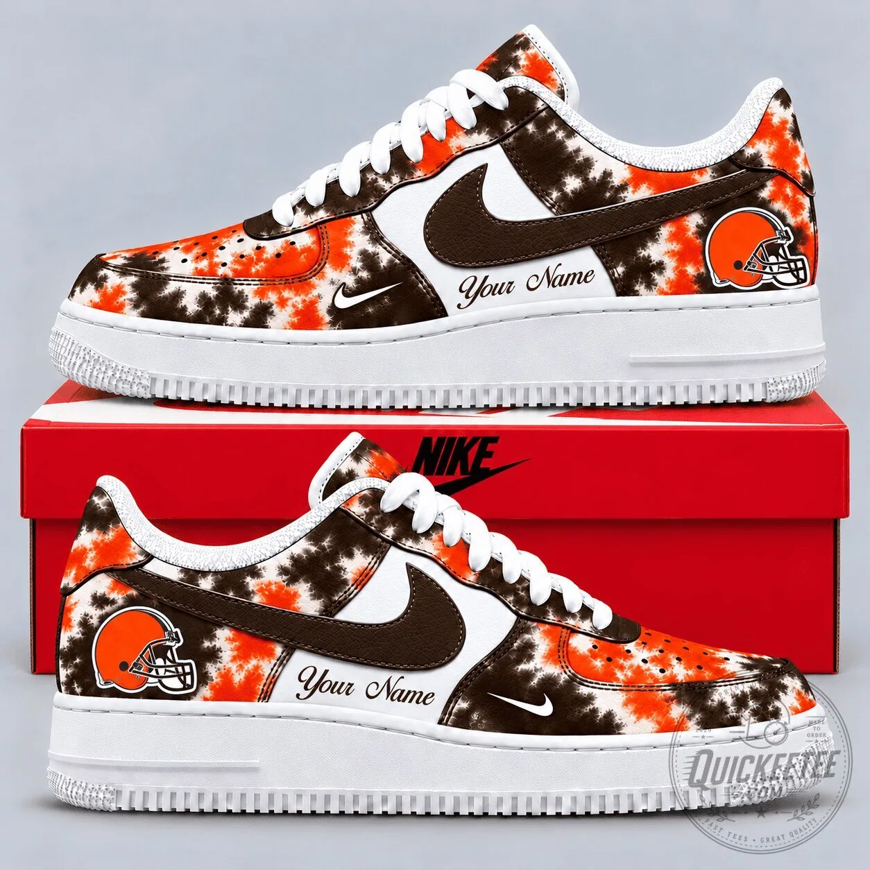 Cleveland Browns Tie Dye Custom Name NFL Football Team Fan Shoes