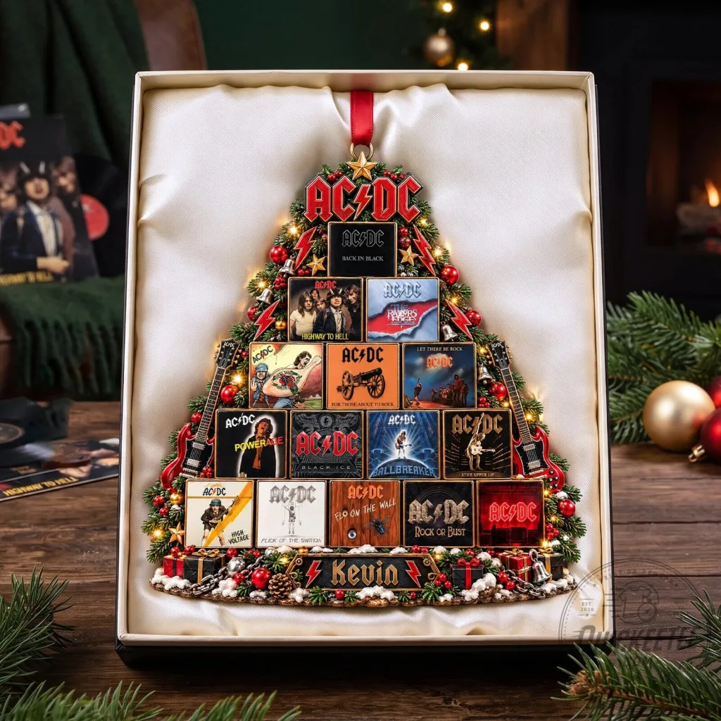 ACDC Christmas Tree Album Covers Holiday Ornament AC/DC Christmas Tree Album Covers Holiday Ornament
