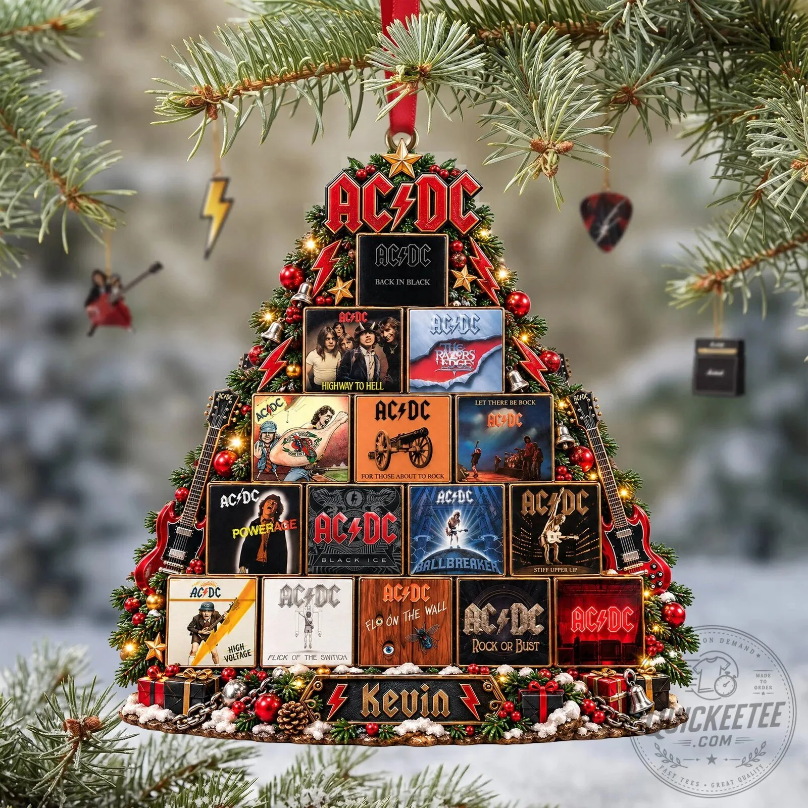 AC/DC Christmas Tree Album Covers Holiday Ornament 8 AC/DC Christmas Tree Album Covers Holiday Ornament