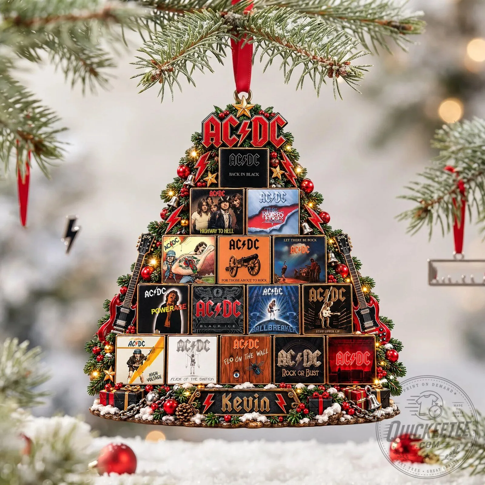AC/DC Christmas Tree Album Covers Holiday Ornament 9 AC/DC Christmas Tree Album Covers Holiday Ornament