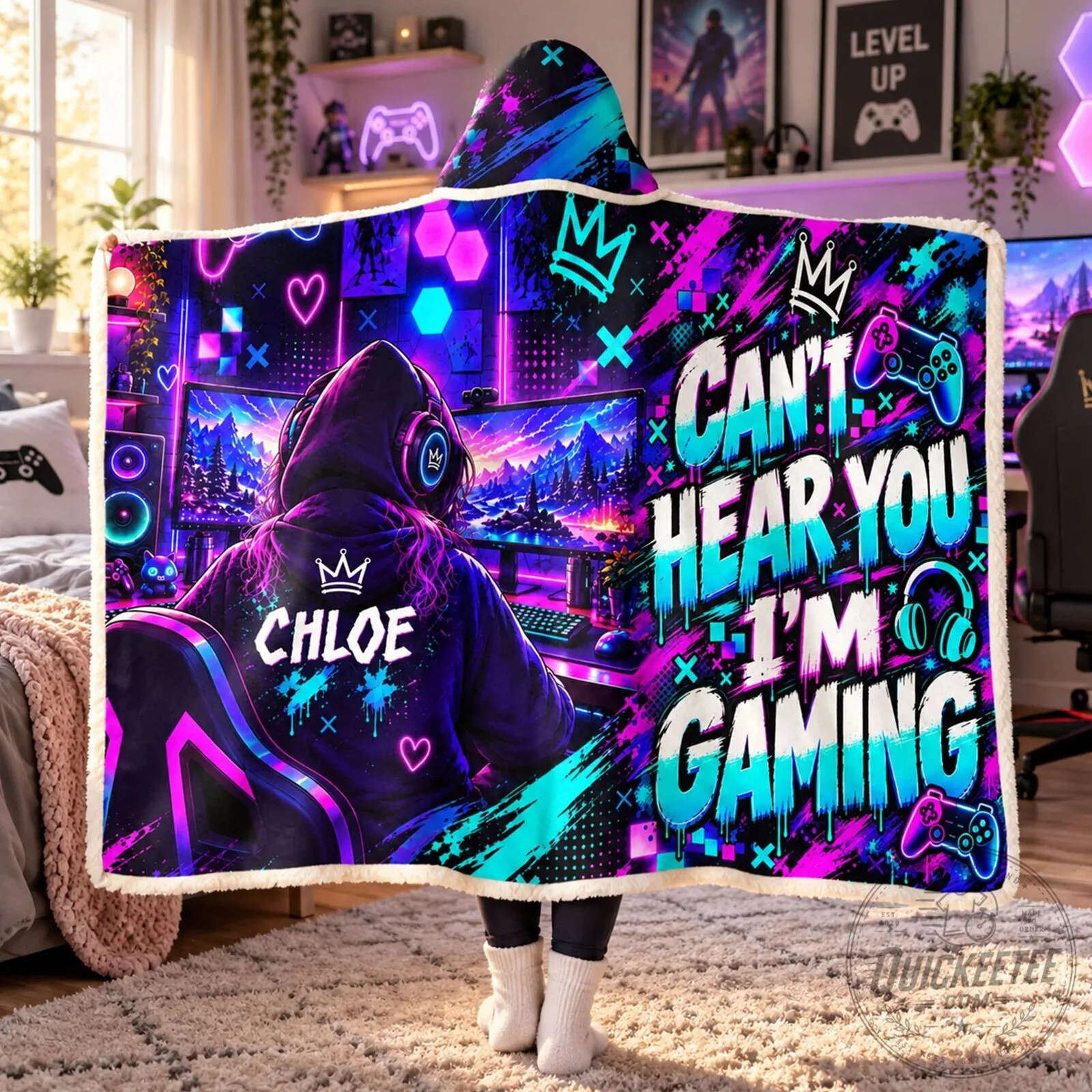 Personalized Gamer I'm Gaming Do Not Disturb Custom Name Hooded Blanket 10 Personalized Gamer I