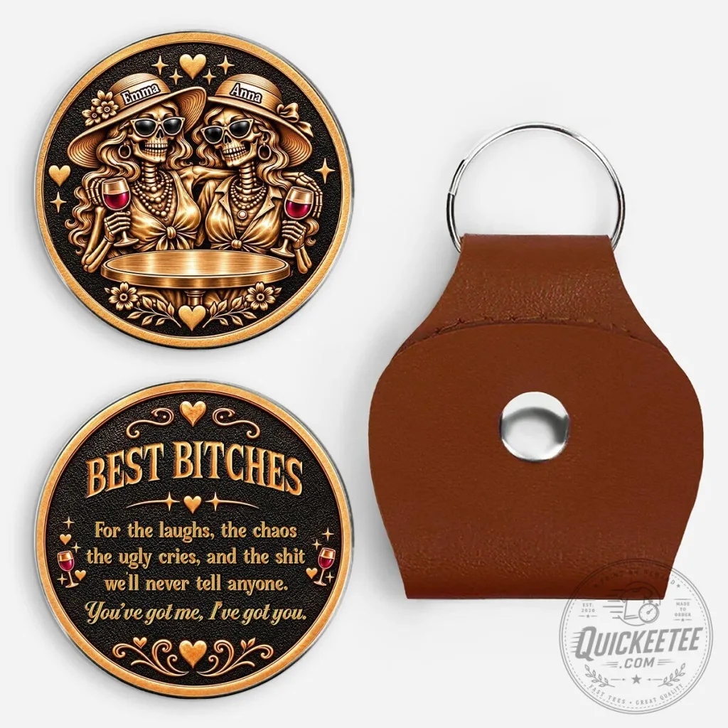 Best Bitches Skeleton Friends Personalized Pocket Hug Keychain for Best Friends Best Bitches Skeleton Friends Personalized Pocket Hug Keychain for Best Friends