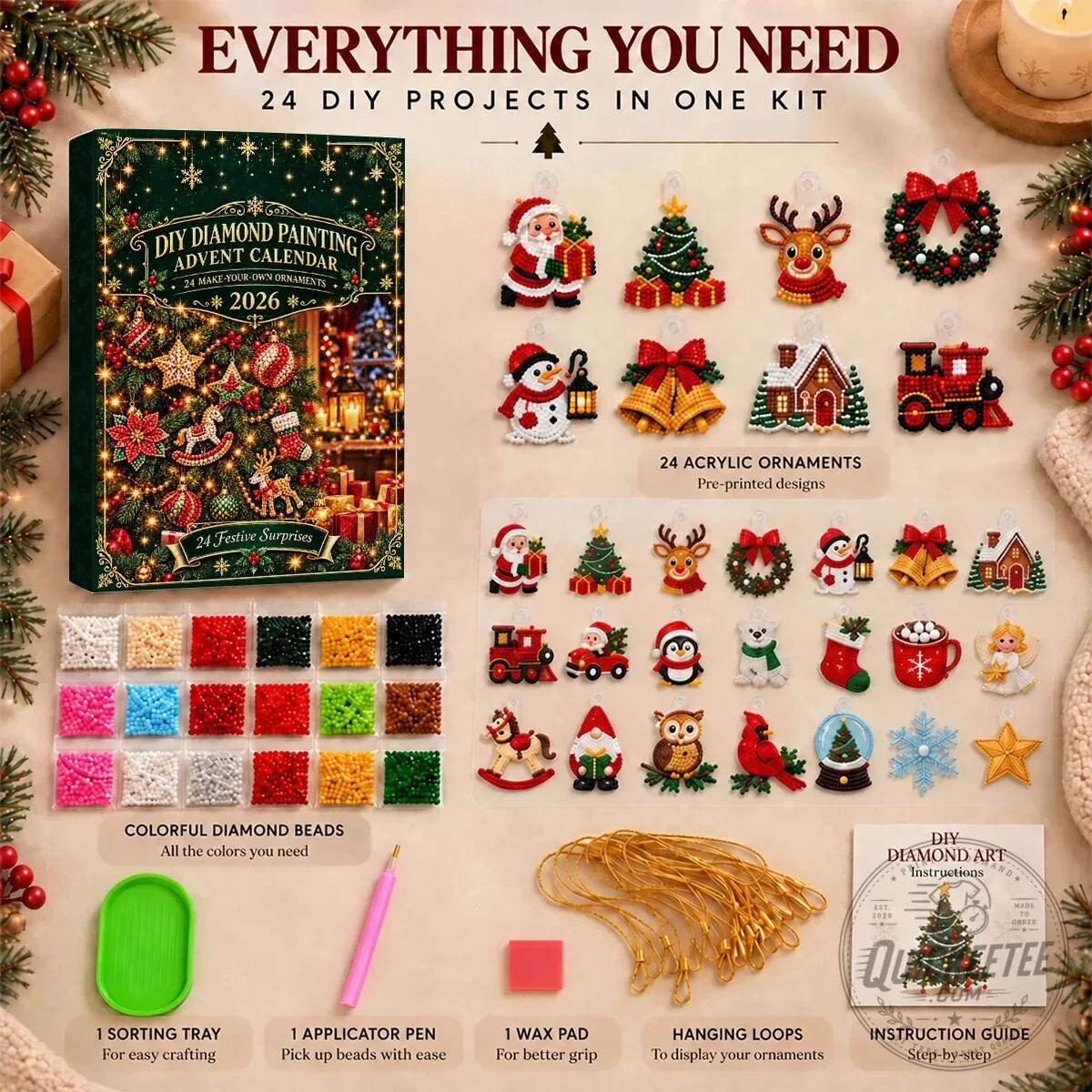 DIY Diamond Painting Advent Calendar Kit with 24 Make-Your-Own Christmas Ornaments 2D 14 DIY Diamond Painting Advent Calendar Kit with 24 Make-Your-Own Christmas Ornaments 2D